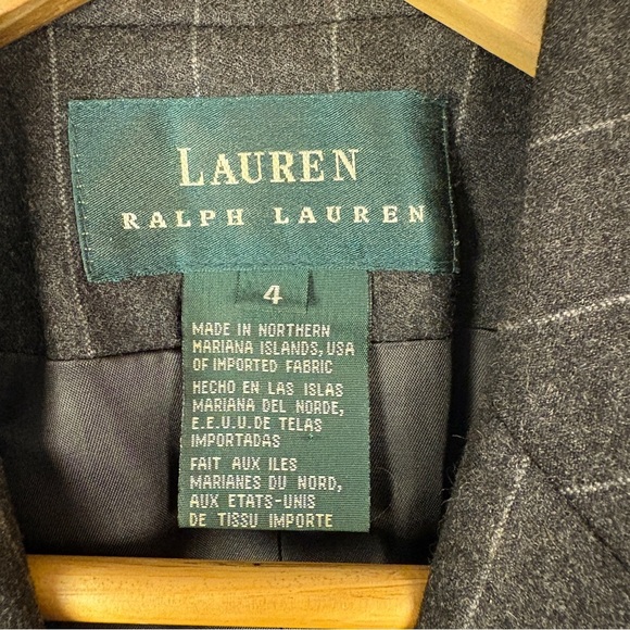 Lauren Ralph Lauren Pinstripe Blazer 100% Wool Charcoal Gray Old Money Preppy - Picture 6 of 6